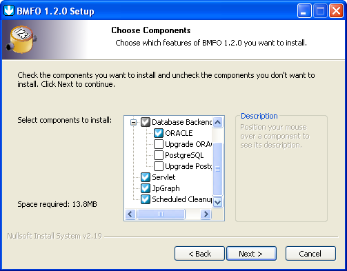 Choose Components (Oracle)