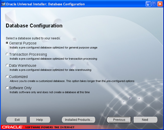 ORACLE Database Configuration