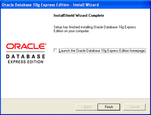 ORACLE XE Installation Complete