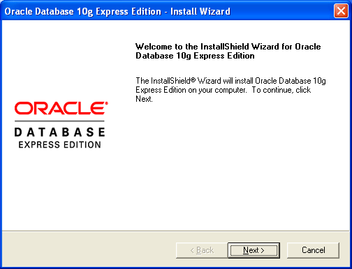 ORACLE XE Welcome Page