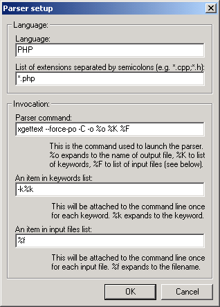 poEdit PHP parser settings